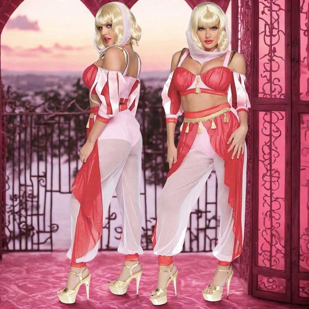 Pink Genie Costume Size XS 3Pc Halloween Roleplay Cosplay Belly Dancer Outfit